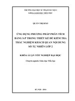Ứng dụng phương pháp phân tích bảng s p trong thiết kế đề kiểm tra trắc nghiệm khách quan nội dung số tự nhiên lớp 2 