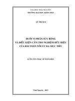 Dưới vi phân suy rộng và điều kiện cần cho nghiệm hữu hiệu của bài toán tối ưu đa mục tiêu 