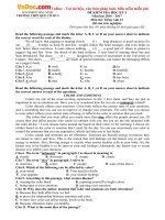 Đề thi học kỳ 1 môn tiếng Anh lớp 12 trường THPT Quế Võ 3, Bắc Ninh năm học 2016 - 2017 có đáp án