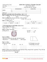 Đề thi học kì 1 môn Toán lớp 2 trường tiểu học Lục Sơn, Bắc Giang năm 2016 - 2017