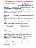 Đề thi học kỳ 1 môn tiếng Anh lớp 12 trường THPT Hàm Long, Bắc Ninh năm học 2016 - 2017 có đáp án