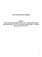 Sáng kiến kinh nghiệm một số kinh nghiệm chọn lọc và bồi dưỡng học sinh giỏi môn văn ở các lớp ban khoa học tự nhiên để đạt kết quả cao 