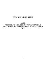 Sáng kiến kinh nghiệm SKKN môn hóa học một số dạng bài tập phần cơ sở lý thuyết các phản ứng hóa học dùng bồi dưỡng học sinh giỏi bậc THPT 
