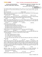Đề thi học kì 1 môn Hóa học lớp 12 trường THPT Đoàn Thượng, Hải Dương năm học 2016 - 2017
