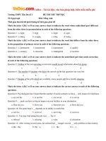 Đề thi thử THPT Quốc gia năm 2017 môn Tiếng Anh trường THPT Tiên Du 1, Bắc Ninh có đáp án