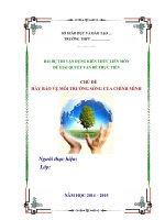 BÀI dự THI vận DỤNG KIẾN THỨC LIÊN môn để GIẢI QUYẾT vấn đề THỰC TIỄN CHỦ đề hãy bảo vệ môi TRƯỜNG SỐNG của CHÍNH MÌNH bài số 1 bài số 2 