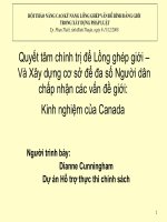 Quyết tâm chính trị để Lồng ghép giới – Và Xây dựng cơ sở để đa số Người dân chấp nhận các vấn đề giới  Kinh nghiệm của Canada