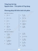 Tổng hợp bài tập Nguyên hàm  Tích phân và Ứng dụng