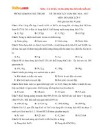 Đề thi học kì 1 môn Hóa học lớp 9 Phòng GD&ĐT Châu Thành, Tây Ninh năm học 2016 - 2017