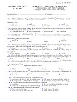 Đề thi thử đại học môn vật lý (tỉnh Vĩnh Phúc) 5