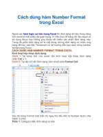 Cách dùng hàm number format trong excel