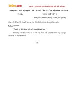 Đề thi học sinh giỏi môn Ngữ văn lớp 10 trường THPT Trần Đại Nghĩa năm học 2015 - 2016