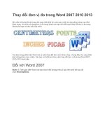 Thay đổi đơn vị đo trong Word 2007 2010 2013