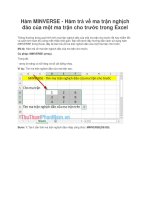 Hàm MINVERSE   hàm trả về ma trận nghịch đảo của một ma trận cho trước trong excel