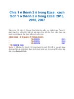Chia 1 ô thành 2 ô trong excel, cách tách 1 ô thành 2 ô trong excel 2013, 2010, 2007