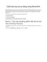 Cách tạo mục lục tự động trong Word 2013