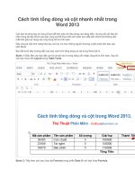 Cách tính tổng dòng và cột nhanh nhất trong Word 2013