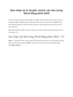 Sao chép và di chuyển nhanh văn bản trong Word bằng phím Shift