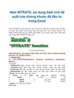 Hàm INTRATE, sử dụng hàm tính lãi suất của chứng khoán đã đầu tư trong excel