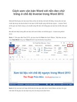 Cách xem văn bản Word với nền đen chữ trắng ở chế độ Inverse trong Word 2013