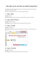 Các hàm xử lý văn bản và chuỗi trong excel