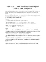 Hàm TDIST   hàm trả về xác suất của phân phối student trong excel