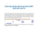 Cách lặp lại tiêu đề trong excel 2007 2010 2013 khi in