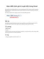 Hàm ABS (tính giá trị tuyệt đối) trong excel