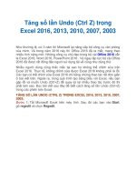 Tăng số lần Undo (Ctrl Z) trong Excel 2016, 2013, 2010, 2007, 2003