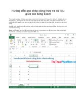 Hướng dẫn sao chép công thức và dữ liệu giữa các bảng excel