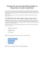 Chuyển đổi văn bản thành Bảng (Table) và Bảng thành văn bản trong Word