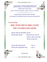 SỬ DỤNG KIẾN THỨC LIÊN môn để GIẢI QUYẾT TÌNH HUỐNG THỰC TIỄN DÀNH CHO học SINH tình huống học SINH TRUNG học cơ sở với văn hóa hàn QUỐC 