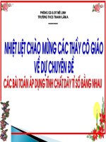 dạy học theo chủ đề tích hợp toán 7 bài các bài TOÁN áp DỤNG TÍNH CHẤT dãy tỉ số BẰNG NHAU 