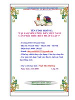 BÀI dự THI vận DỤNG KIẾN THỨC LIÊN môn để GIẢI QUYẾT CÁC TÌNH HUỐNG THỰC TIỄN chủ đề tại SAO mỗi CÔNG dân VIỆT NAM cần PHẢI HIỂU BIẾT PHÁP LUẬT 