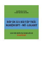 DAP AN 321 BAI TAP TRAC NGHIEM BPT MU LOGARIT 