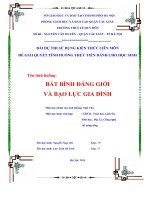 SỬ DỤNG KIẾN THỨC LIÊN môn để GIẢI QUYẾT TÌNH HUỐNG THỰC TIỄN DÀNH CHO học SINH tình huống tình huống bất BÌNH ĐẲNG GIỚI và bạo lực GIA ĐÌNH 