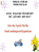 dạy học theo chủ đề tích hợp toán 7 bài một số bài TOÁN về đại LƯỢNG tỉ lệ THUẬN 