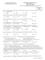 Đề thi thử trắc nghiệm toán 12 có đáp án