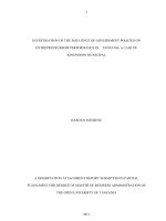 A Dissertation Attachment Report Submitted In Partial Fulfilment For Degree Of Master Of Business Administration Of The Open University Of Tanzania