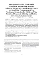 Postoperative nasal forms after presurgical nasoalveolar molding followed by medial upward advancement of nasolabial components with vestibular expansion for children with unilater 