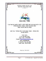 VẬN DỤNG KIẾN THỨC LIÊN MÔN ĐỂ GIẢI QUYẾT CÁC TÌNH HUỐNG THỰC TIỄN DÀNH CHO HỌC SINH TRUNG HỌC ĐỀ TÀI “TÌNH YÊU TUỔI HỌC TRÒ – TÌNH YÊU TUỔI TEEN”