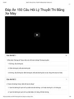 Đáp án 150 câu hỏi lý thuyết thi bằng xe máy