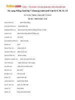 Từ vựng Tiếng Anh lớp 7 Chương trình mới Unit 8, 9, 10, 11, 12