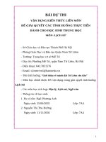 VẬN DỤNG KIẾN THỨC LIÊN MÔN ĐỂ GIẢI QUYẾT CÁC TÌNH HUỐNG THỰC TIỄN tình huống Giới thiệu về mảnh đất Từ Liêm yêu dấu