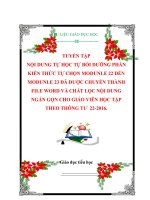 TUYỂN TẬP NỘI DUNG TỰ HỌC TỰ BỒI DƯỠNG PHẦN KIẾN THỨC TỰ CHỌN MODUNLE 22 ĐẾN MODUNLE 23 ĐÃ ĐƯỢC CHUYỂN THÀNH FILE WORD VÀ CHẮT LỌC NỘI DUNG NGẮN GỌN CHO GIÁO VIÊN HỌC TẬP THEO THÔNG TƯ  222016