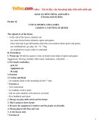 Giáo án Tiếng Anh lớp 6 Chương trình mới Unit 8: SPORTS AND GAME