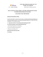 BÁO CÁO KẾT QUẢ HOẠT ĐỘNG  CHỈ TIÊU KINH DOANH NĂM 2015 VÀ KẾ HOẠCH KINH DOANH NĂM 2016