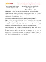 Đề thi học kì 1 môn Vật lý lớp 8 trường THCS Biên Giới, Tây Ninh năm học 2016 - 2017