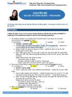 100 câu trắc nghiệm từ đồng nghĩa và từ trái nghĩa có đáp án