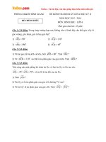 Đề thi giữa học kì 2 môn Toán hình học lớp 6 Phòng GD&ĐT Bình Giang, Hải Dương năm học 2015 - 2016